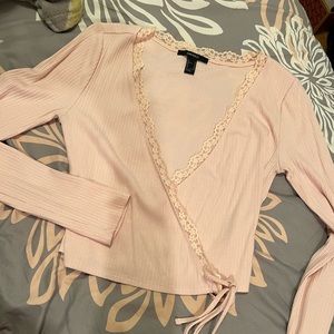 light pink forever 21 wrap top